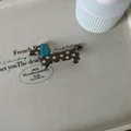 Dackel-Haarklammer im koreanischen Stil mit braunem Punktmuster und blauem Ohrdetail - Dackel-Haarspange (15#) / Kaffeebraune Tupfen