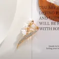 Elegant lily of the valley brooch with white petals and clear rhinestones for suits. - Lily of the Valley Style (A19-1)