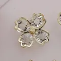 Eleganter goldener Kirschblüten-Broschenstift mit klaren Kristallen zur Dekoration - Kirschblüten-Stil (A15-118)