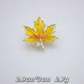 Detailed view of elegant yellow maple leaf brooch measuring 2.9cm by 3cm and 2.7g - Yellow Orange Gradient Maple Leaf (A17-91)
