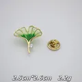 Detailed view of elegant ginkgo leaf brooch with green enamel and 2.2g weight. - Green White Gradient Ginkgo Leaf (A21-96)