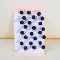 Set of black glitter ball U-shaped pins for scarves and hijabs on display card - Black Disco Ball Style / 20 Pieces Set