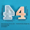 Detailed dimensions of number 4 floral relief silicone mold for candles and cakes - Number 4