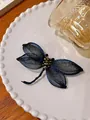 Elegante libelle broche van blauw metaaldraad met kralen voor jassen en colberts - S / Donkerblauw Gradiënt (A21-31)
