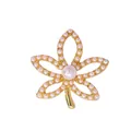 Elegant gold-tone flower brooch pin with delicate white pearls for suits and shirts - 20x22mm / Pearl Flower Style (A20-87)
