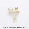 Eleganter goldener Tulpen-Anstecker aus Muschel mit Perlen- und Strassverzierung - Tulpenstil (A19-36)
