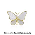 Eleganter Schmetterling-Muschel-Brosche in Goldoptik mit weißer Perle und Einlage - Schmetterlingsstil (A6-6)
