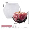 Detailansicht der Silikonform für Rosenherz-Duftkerzen und des fertigen rosa Wachsmodells - Rosenherz Geometrisch (JZB-0007)