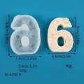 Detailed dimensions of floral embossed number 6 silicone mold and finished cast - Number 6
