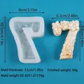 Floral relief number 7 silicone mold showing product dimensions and weight specifications - Number 7
