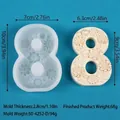 Detailed dimensions for number 8 floral relief silicone mold and finished product. - Number 8