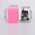 Detailed dimensions of Christmas house silicone mold and finished resin cottage ornament - Snowy Cottage (50-4320-A)