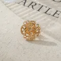 Vintage gold-tone brooch for men featuring a sophisticated intertwined filigree pattern - Gold Twisted Pattern Style (A22-31)