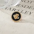 Elegant vintage gold rose lapel pin with black enamel background for stylish men suit - Gold Rose Style (A22-32)