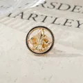 Vintage golden circular Fleur-de-lis lapel pin for men's formal suits and fashion jackets - Fleur-De-Lis Emblem Style (A22-35)