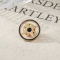 Vintage gold compass star lapel pin brooch with black gemstone for men's suit - Black Stone Star Compass Style (A22-36)