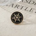 Vintage gold and black enamel lapel pin with ornate star pattern for suits. - Radiant Star Enamel Style (A22-37)