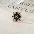 Vintage gold star lapel brooch pin with black enamel and blue stones for men's suits. - Blue Rhinestone Four-Point Star Style (A22-38)