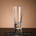 Chope à bière élégante en verre de cristal avec base sphérique en feuille d'or, 15 cm - Style à Fond en Feuille d'Or / Pièce Unique