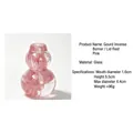 Elegant pink swirl glass gourd-shaped teapot lid rest and incense burner holder for tea sets - Pink Gourd Incense Holder