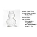 Handcrafted gourd-shaped glass tea lid rest in bubble white finish for teapot accessories - White Gourd Incense Holder