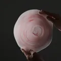Artistic frosted glass fruit plate with pink ink-wash swirl and misty finish - Frosted Ink Wash / Pink