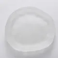 Detailed top view of a minimalist Japanese frosted glass saucer with irregular edges - Frosted Coaster