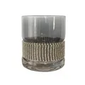 Luxury smoked grey whiskey glass with sparkling rhinestone encrusted band decoration. - Low Ball Cup (201-300ml) / Smoke