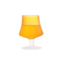 Nordic style aesthetic frosted orange glass with white low stem for wine or water use - Matte Orange