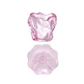 Elegant pink textured glass tea cup with flower-shaped saucer set on white background - Pink Smoke Cup Saucer Set / Pink