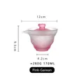Handgemaakte roze matglazen thee-gaiwan 170 ml met deksel voor Japanse theeceremonie - Gaiwan / Roze