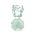 Light green Japanese glass teacup with smoke texture and a flower-shaped saucer set - Green Smoke Cup Saucer Set / Green
