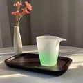 Elegant frosted glass tea pitcher with green gradient finish and eagle-beak spout design - Green Gradient Fair Cup
