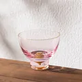 Tasse à thé élégante en verre cristal rose avec base en feuille d'or - Tasse à Thé en Or Style B (Rose)