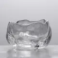 Close-up of a Japanese-style frosted glass tea cup with a unique frozen texture - Transparent Ice Cup