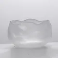 Detailed view of a Japanese frosted glass tea cup with irregular organic edges - Frosted Ice Cup