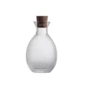 Elegant Japanese hammered glass sake decanter with cork stopper on white background - Sake Pitcher (Gold Rim) / With Cork