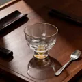 Eleganter mundgeblasener Glas-Teetasse mit Goldrand und goldenem Dekorsockel - Teacup Type B / Goldfolien-Dekoration / Transparent