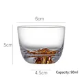 Elegant Japanese gold mountain glass tea cup with 90ml capacity and 6cm diameter - Gold Rimmed / 90ml