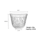 Mini transparent heat-resistant glass tea cup with embossed daisy pattern, 65ml capacity - No. 64 Cup (Daisy Pattern) / 65ml