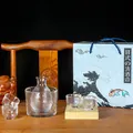 Exquisite Japanese hammered glass sake set with warmer bowl and cups in gift box - Plain Finish Gift Box Set / 1 Pitcher 1 Warmer 4 Cups Gift Box Set