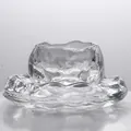 Japanese minimalist frozen glass tea cup and matching saucer with textured ice finish - Transparent Ice Cup With Coaster