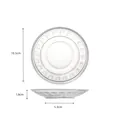 Heat-resistant clear glass tea saucer with star pattern engraving and dimension marks - Coaster 2 (Star Burst)