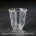 Elegant Japanese style clear ribbed glass tea cup with high-quality gold rim finish - Ribbed Cup Gold-Rimmed / Diameter 5.3cm Height 5.8cm
