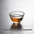 Japanese style hammered glass tea cup with 90ml capacity transparent crystal tea bowl - Random Patterns / Diameter 7.3cm Height 4.7cm 90ml