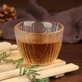 Elegant Japanese style glass tea cup with vertical hammered texture for kung fu tea set - Style 27 (KB001)