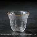 Japanese style handcrafted hammered glass tea cup with gold rim for Kung Fu tea ceremony - Magnolia Cup Gold-Rimmed / Diameter 6.1cm Height 5.2cm
