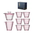 Set da tè in vetro rosa da 8 pezzi resistente al calore con elegante confezione regalo - Set da 8 Pezzi (Confezione Regalo) / Rosa