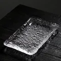 Japanese hammered glass serving tray for sake set with ice texture. - Large Glass Tray (29cm) / 29cm