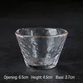 Japanese hammered glass tasting cup with gold rim and dimensions - Snow Pattern Gold-Rimmed / Diameter 6.5cm Height 4.5cm